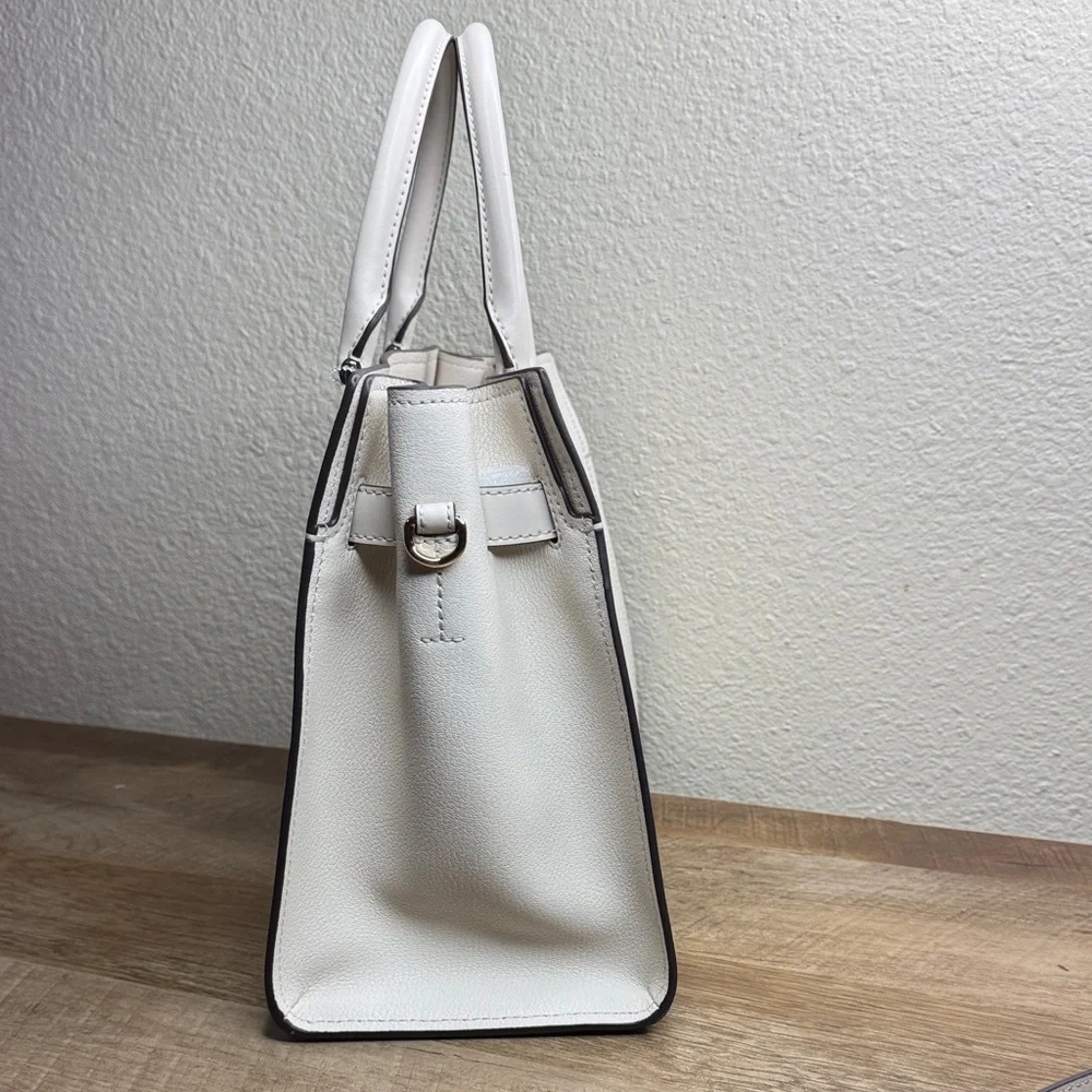 Michael Kors Hamilton Leather Medium Light Cream Satchel with Gold Accents - Picture 3 of 8
